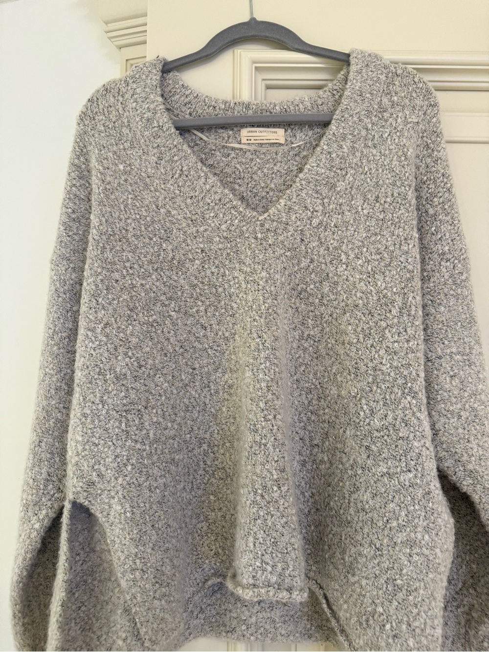 Urban Outfitters Heather Gray V-Neck Chunky Knit Sweater